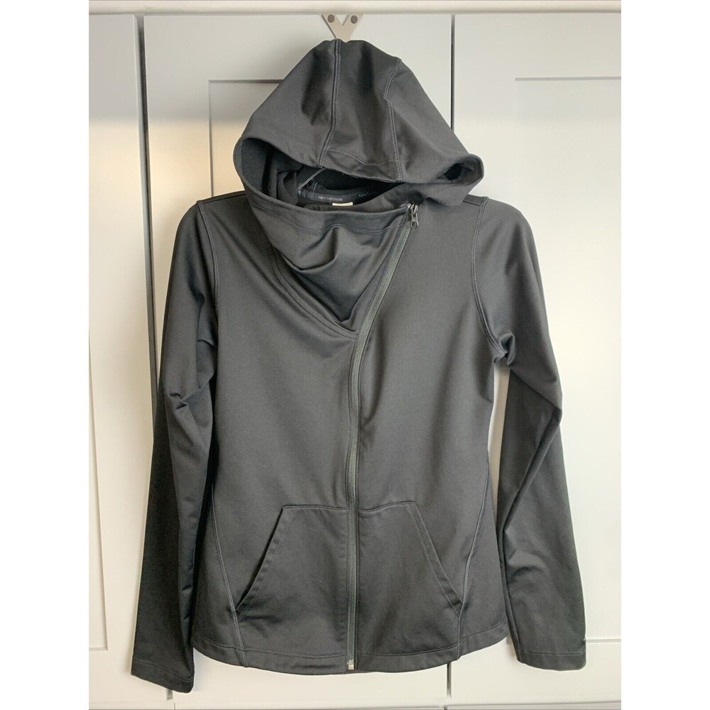 New Balance Womens Asymmetrical Side Zip Hoodie Black Performance Jacket XS